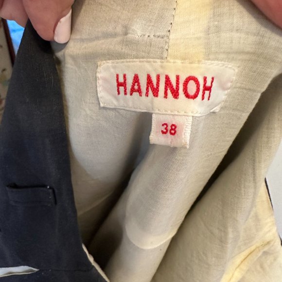 COPY - HANNOH linen lined skirt; Size 38; charcoal black with cream buttons - Picture 8 of 11